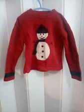 Vintage The Eagles Eye Christmas Red Sweater With Snowman Kids M/5 90s Y2K