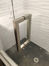 6" SQUARE DOUBLE SIDED SHOWER DOOR HANDLE BRUSHED NICKEL