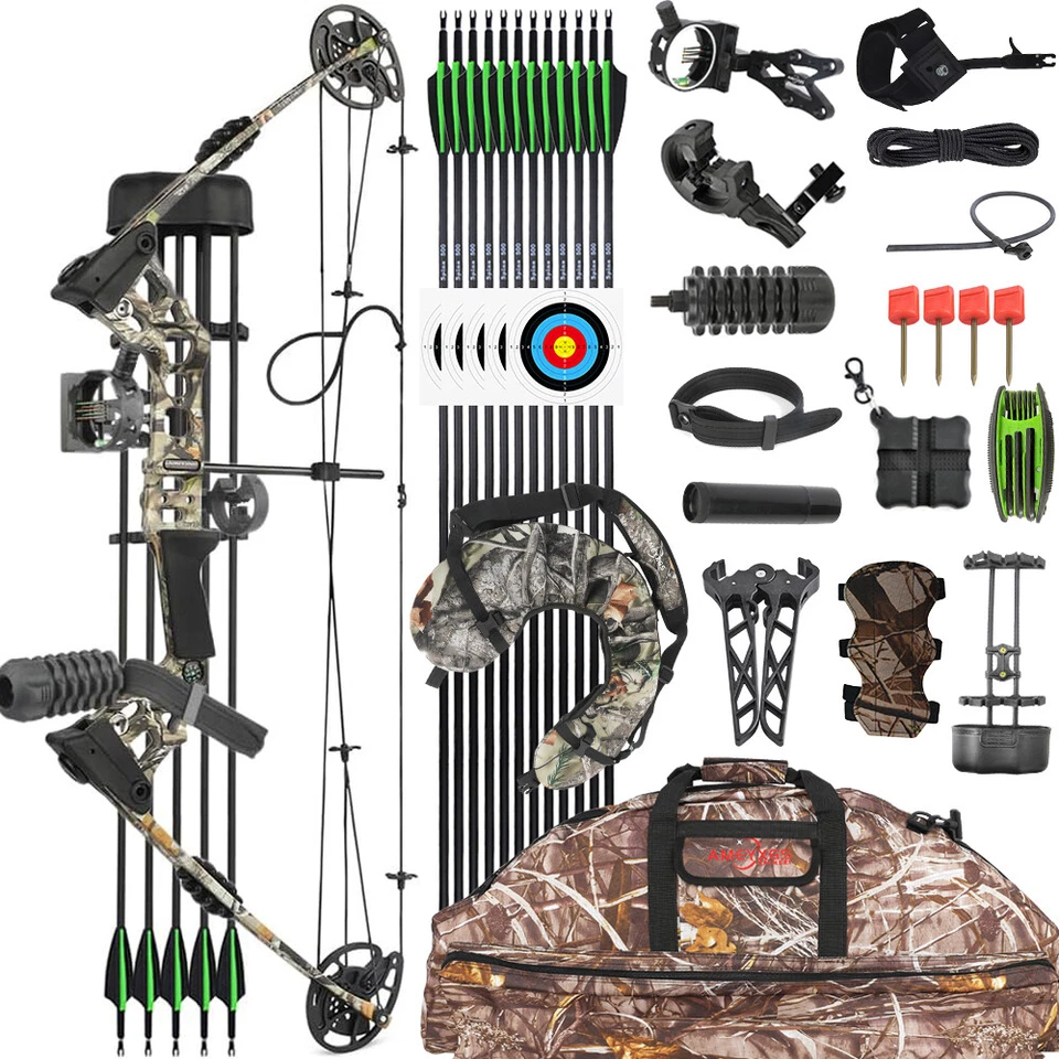 20-70lbs Compoundbogen Set Jagdbogen Bogenschießen Angeln Jagd RH LH Sportbogen - Bild 2 von 4