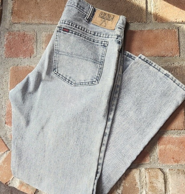 aA　pellicule stone ag denim Vintage 80s GAP Mens Jeans Gray Light Stone Acid Wash Denim