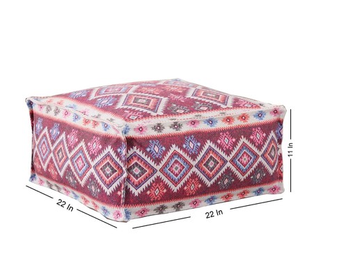 Cotton Kilim Fabric Pouf Cover Footstool Ottoman Floor Cushion Footrest Cover - Picture 5 of 6