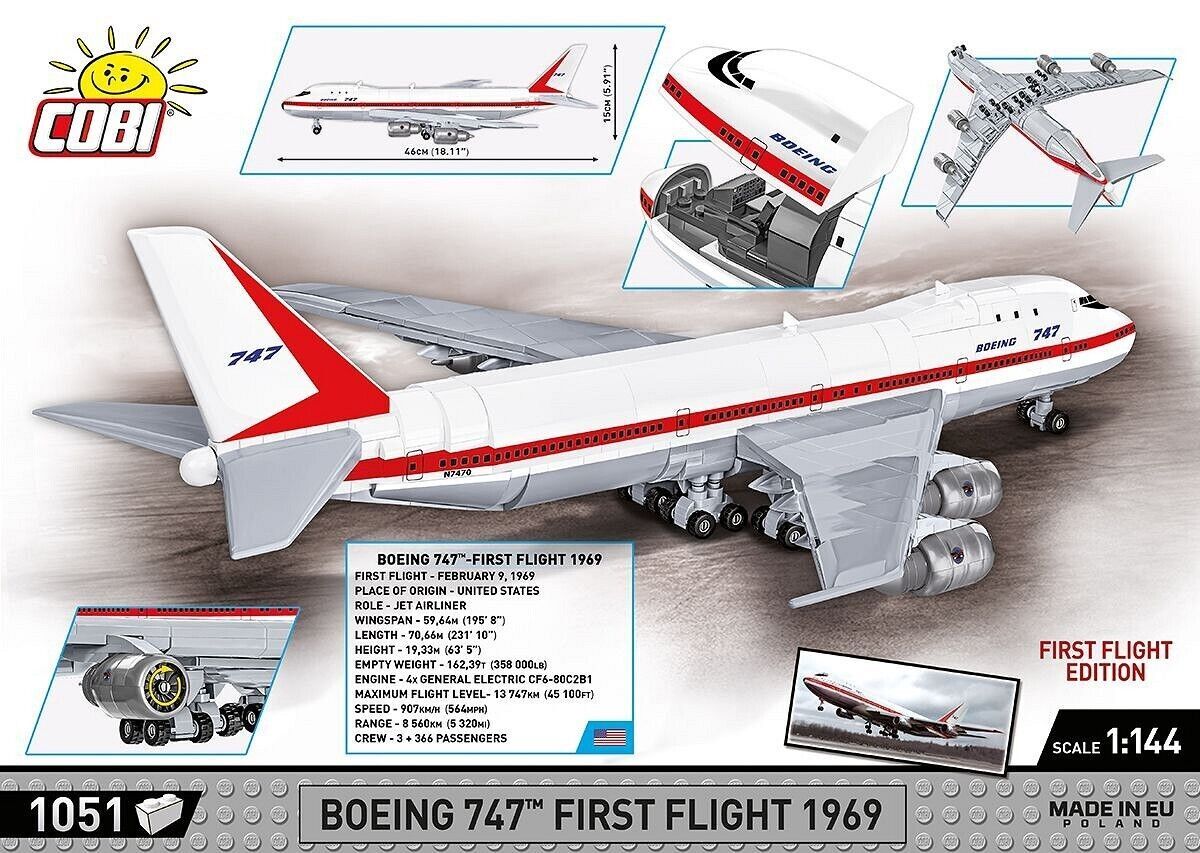 Cobi 26609 - Boeing 747 First Flight 1969 1051 pcs | eBay Cobi 26609 - Boeing 747 First Flight 1969 1051 pcs | eBay