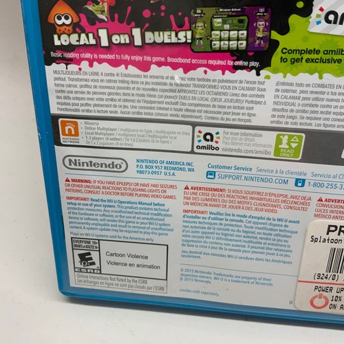 Splatoon (Nintendo Wii U, 2015) Con Manual Libre de Humo Juega Bien DIFÍCIL DE ENCONTRAR - Imagen 13 de 17