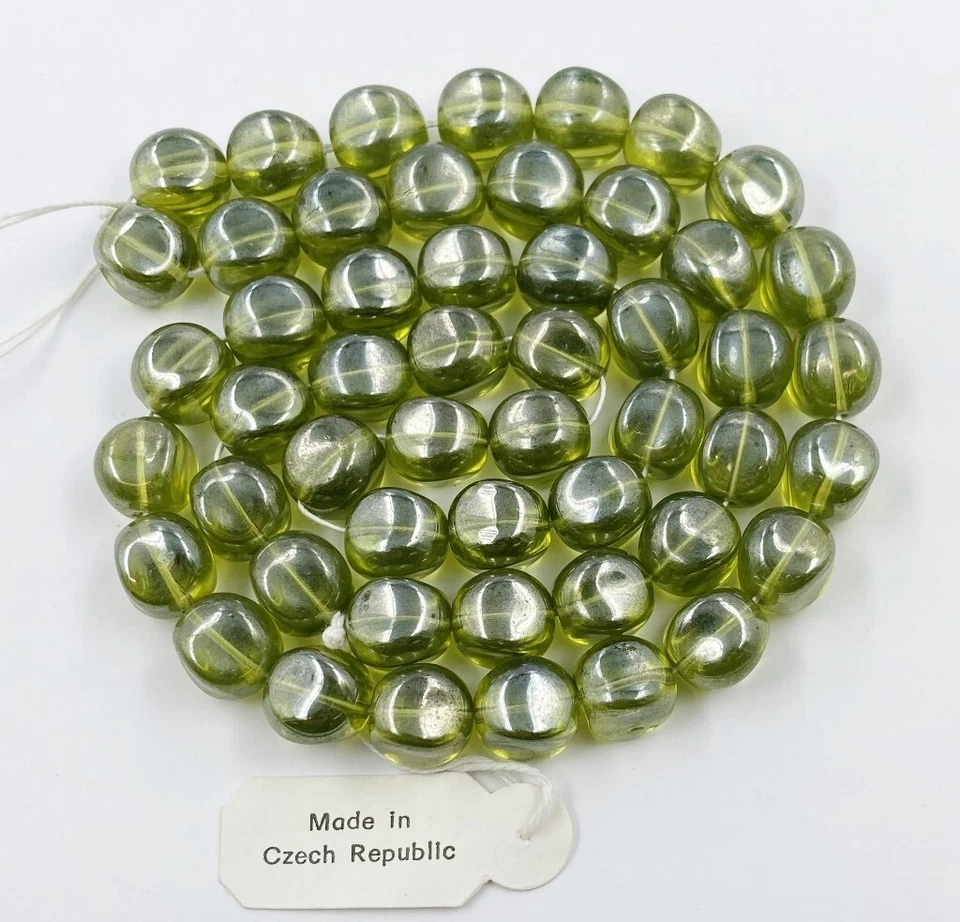 50 Vintage Jablonex Vidrio Checo Celadon Verde Brillo 12mm. Cuentas estriadas N803T Foto 3 de 4