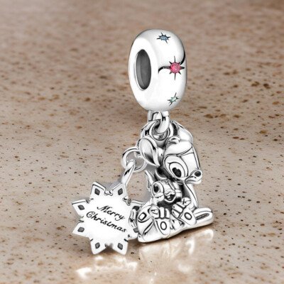 Bambi Christmas Charm 925 Sterling Silver Charm for Bracelet