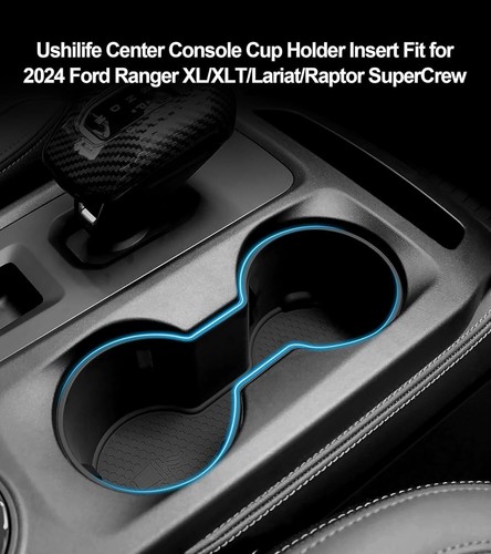 Silicone Black Central Control Insert Mat Cup Holder Trim For Ford Ranger 2023+ - Picture 7 of 9