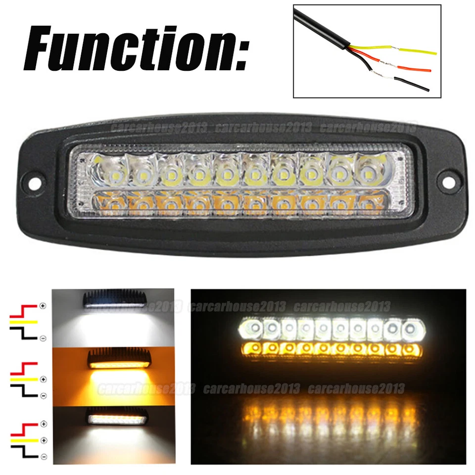 2x 6 pies Montaje empotrado LED Barra de luz de trabajo Punto Inundación Parachoques trasero Vainas inversas 7 pulgadas Foto 4 de 4