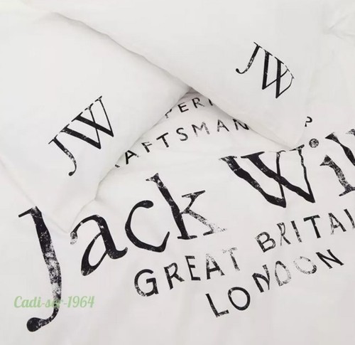 Jack Wills Distressed Logo KING SIZE Duvet Cover Set White 100% Cotton RRP £65 - Picture 24 of 24