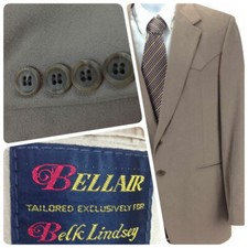 Vtg. Bellair Men's Tan Saddle Suede Blazer Sport Coat Sz 42 2 Button 0435