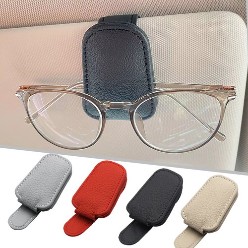 Car Leather Sunglasses Clip Sun Visor Mount Fastener Ticket Glasses Holder - Picture 16 of 22
