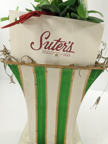 22" Sugared Fruit Topiary Green White Striped Pot Suter's - Picture 10 of 12