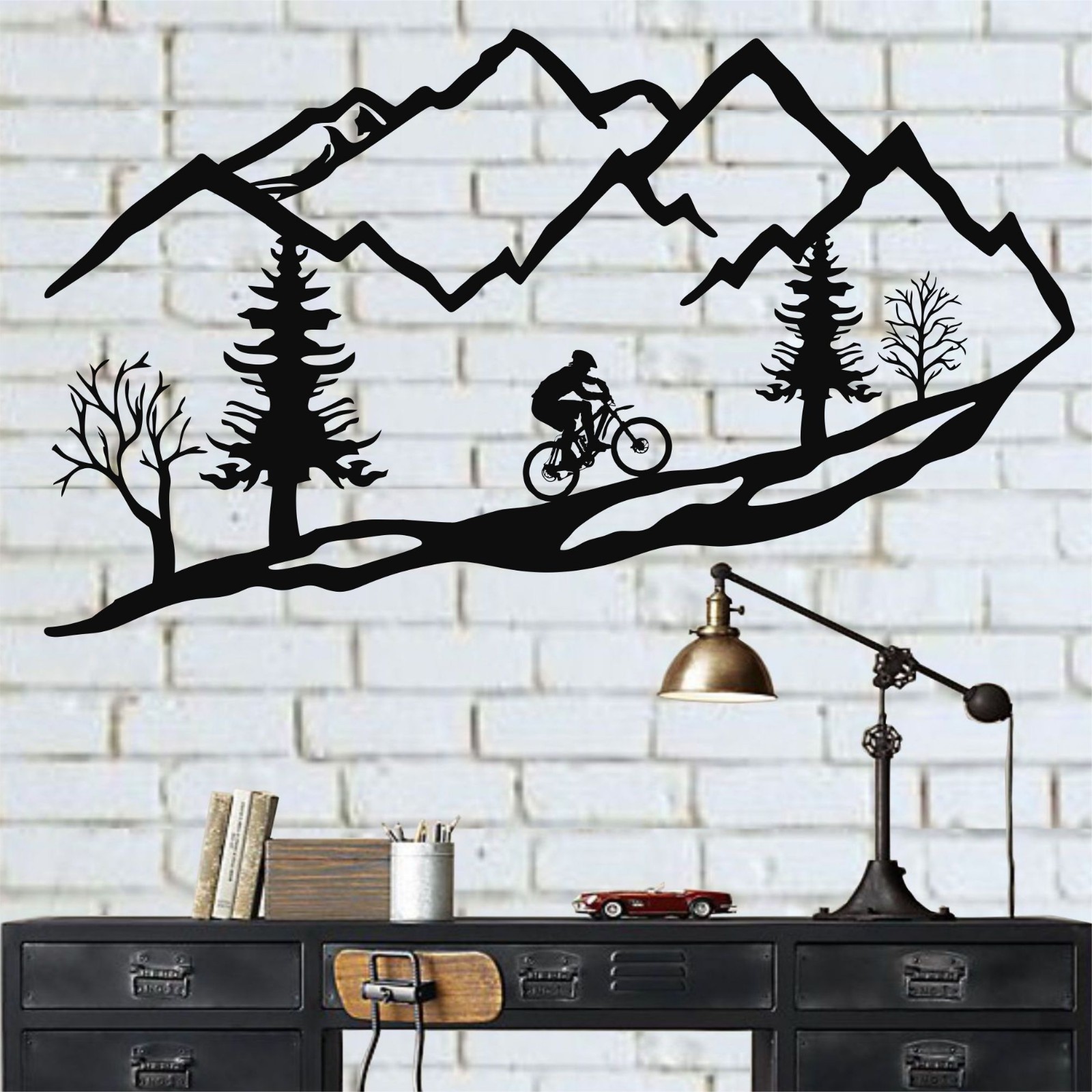 Metal Wall Art Biker, Mountain Metal Wall Decor, Bicycle Bike Home Decoration Metal Wall Art Biker, Mountain Metal Wall Decor, Bicycle Bike Home Decoration