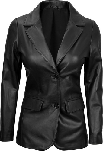 Chaqueta blazers de cuero de cordero real para mujer - Blazers informales para mujer de negocios - Imagen 16 de 49