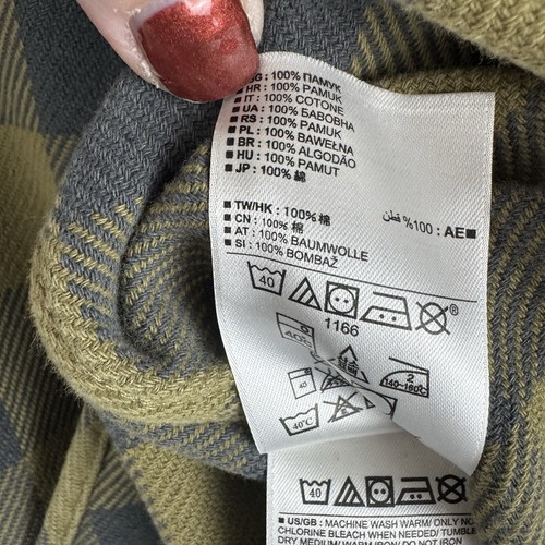 Camisa de franela a cuadros verde/gris cuello abotonado GAP para hombre talla grande - Imagen 5 de 9