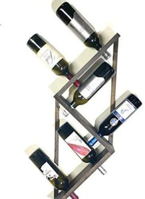 Distressed Wood 6 Bottle Wine Rack Wall Mount Decor Ebay