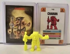 90's Monster in My Pocket Charon Series 1 42 Neon Yellow With Cards 