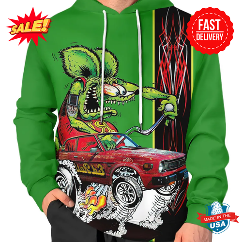 RatFink 3D Hoodie - Retro Hot Rod Energy, Ed Roth Style, Streetwear ...