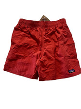 Patagonia Kids' Sumac Red Elastic Waistband Baggies Short 5" Size XL/14 NWT