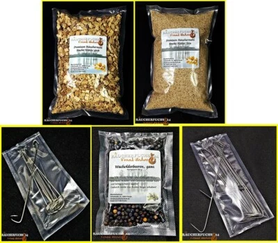 RÄUCHERFUCHS24 Räucherpaket XL 5 tlg. ➤ Räucherhaken ✓ Räucherspäne ✓ Räuchermehl ✓ Gewürze!