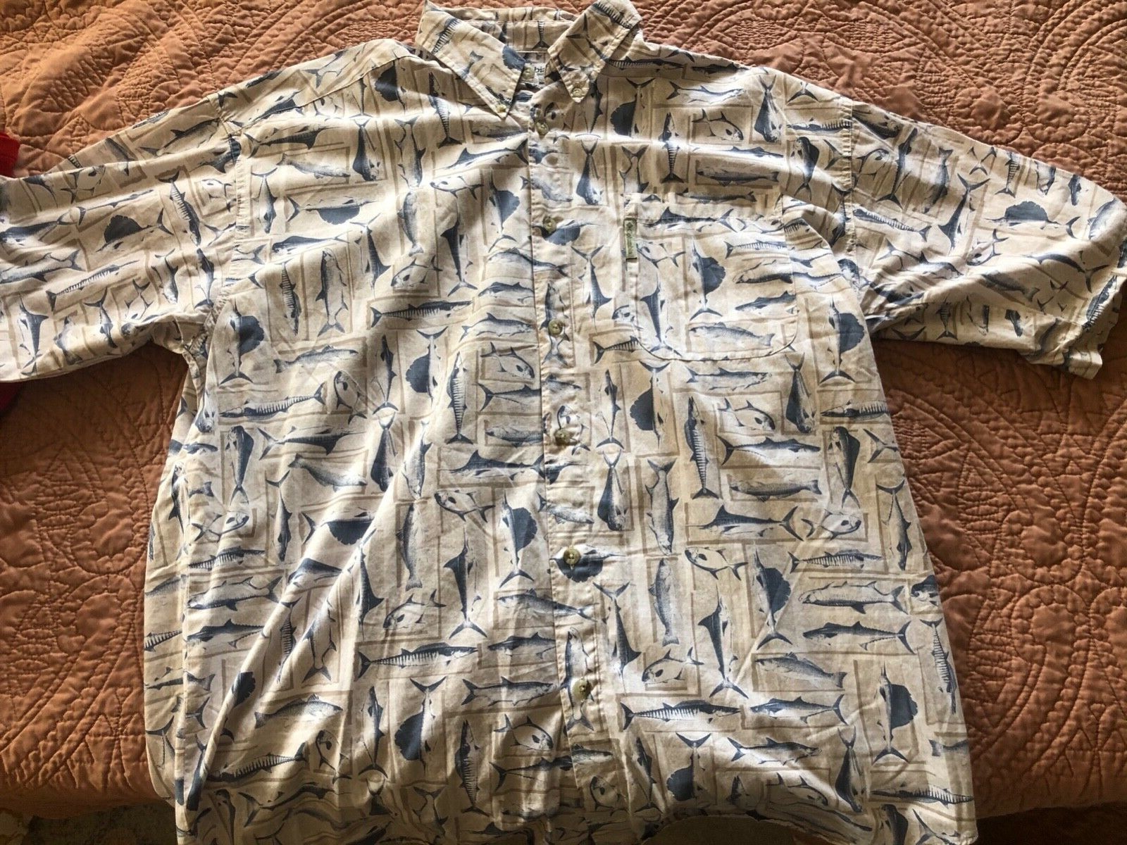 Columbia fish pattern button down polo - image 1