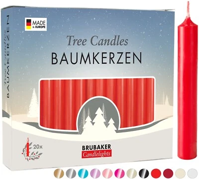 BRUBAKER 20 Bougies de Noël Cire - pour Sapin & Pyramide de Noël - Ø 1,25 cm