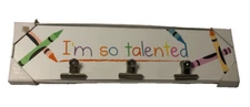 Concepts I'm so talented Wood Wall Hangers Nursery Kids Room Decor Crayons New