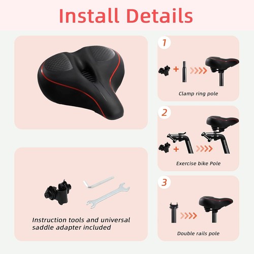 Sella bici oversize per bici e bici Peloton+, ricambio sella bici memory foa - Foto 5 di 15