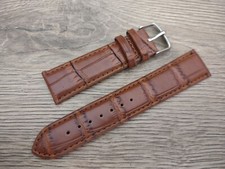 20mm Brown Crocodile Grain Classic Leather Watch Strap Watch Band Tang Buckle