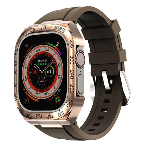Boîtier lunette métal acier inoxydable str pour bracelet Apple Watch Ultra 2 49 mm - Photo 66 sur 74