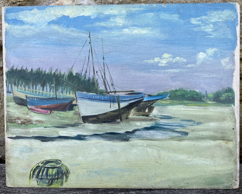 Simone MERCEY ,née en 1907 Paysage Marin Lesconil FinistèreBateaux Bretagne