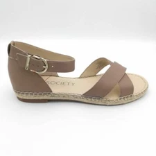 Sole Society Womens Saundra Espadrille Sandals Brown Ankle Strap Leather 10 M