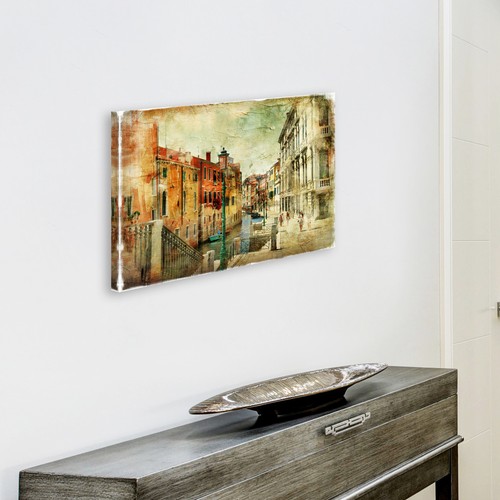 SC641 Vintage Venedig Gondel Retro Landschaft Leinwand Wandbild großes Bild Druck - Bild 4 von 6