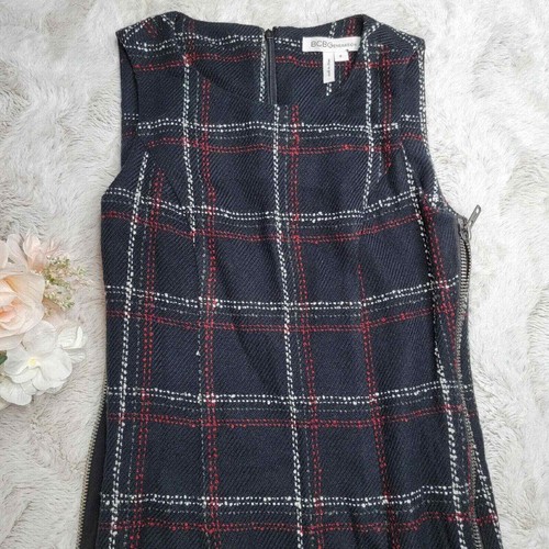 BCBGeneration Windowpane Plaid Multicolor Zipper Side Sleeveless Dress Size 2 - Picture 2 of 12