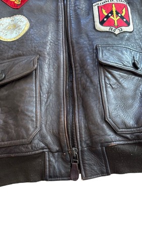 Chaqueta de vuelo de cuero Avirex G-1 1995 cuello de oveja y parches de vuelo talla XL - Imagen 6 de 15