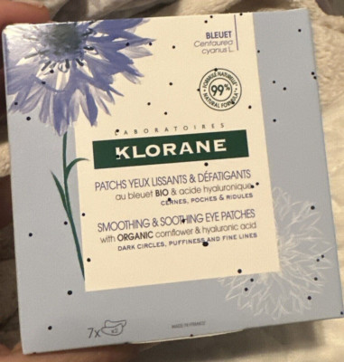 KLORANE Smoothing & Soothing Eye Patches w/Cornflower, 7 Patch Pairs, NEW in Box
