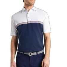 Peter Millar Mens Summer Comfort White Blue Stripe Performance Polo Shirt Sz XXL