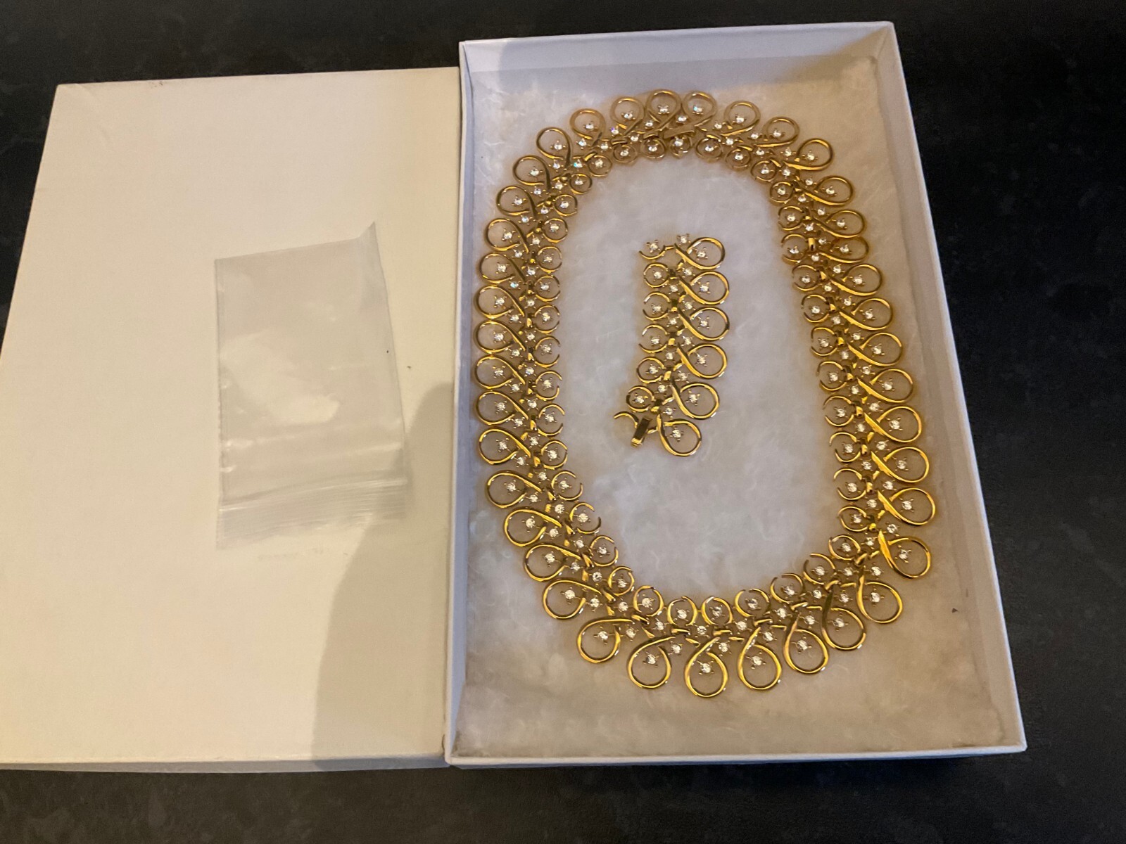 QVC Choker Decorative Necklace Yellow Colour Gold with Diamante