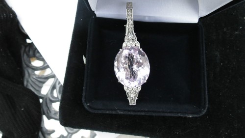 Nachlass riesiges makelloses 90+ Karat Kunzit 14k Gold Diamant Armband Armreif S 6,5 - Bild 6 von 12