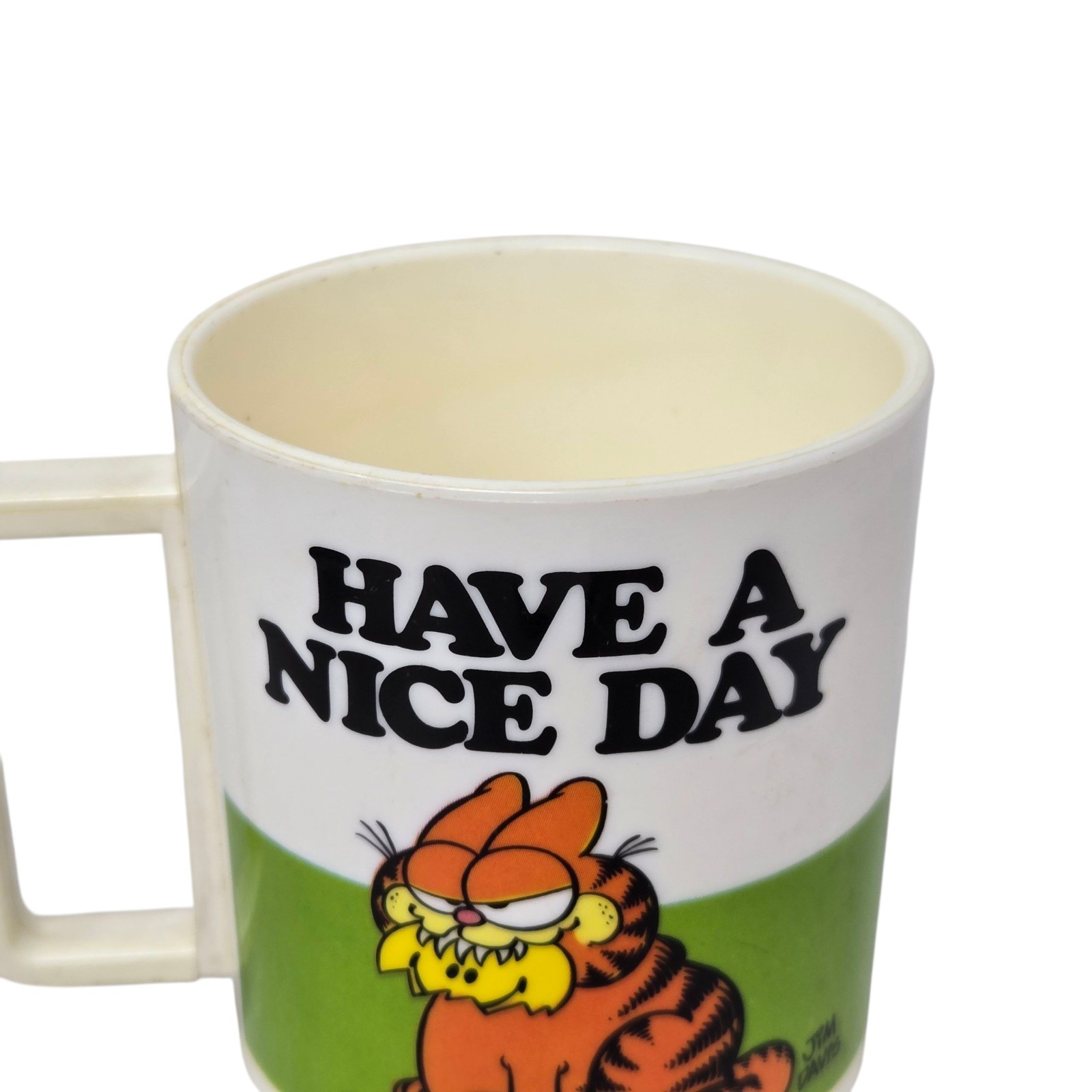 Vintage 1978 Plastic Cup Mug GARFIELD Have a Nice Day DEKA Elizabeth N.J. U.S.A.