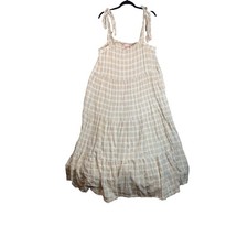 Show Me Your Mumu Tan Gingham Tiered Maxi Dress Tie Shoulder 2X Womens Boho