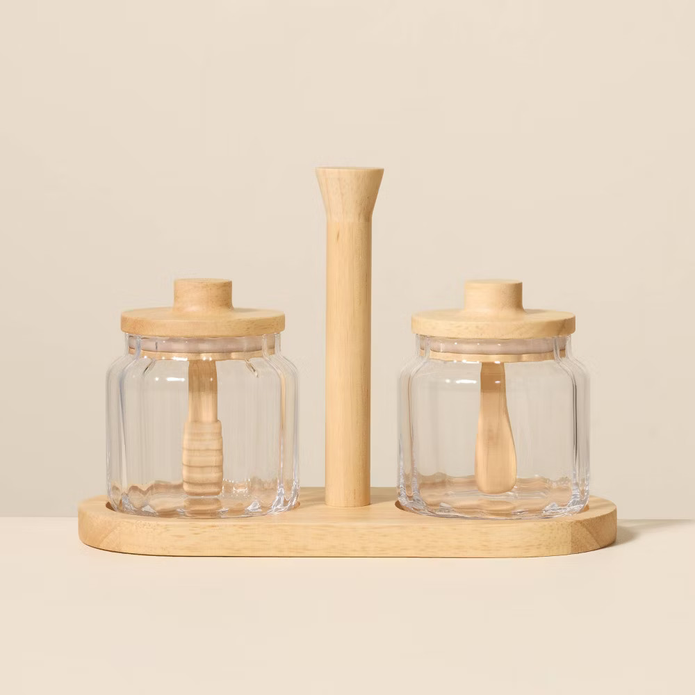 Glass Honey and Jam Serve Containers and Caddy - Hearth & Hand