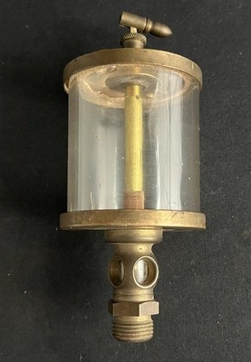 STATIONÄRER MOTOR TROPFVORSCHUBÖLER SCHMIERSTOFFGEBER DAMPFTRAKTION MESSING SCHAUGLASÖL