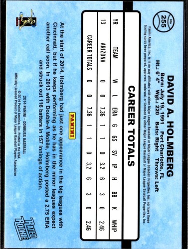 2014 Donruss #255 David Holmberg Cincinnati Reds Press Proof /199 - Picture 2 of 2