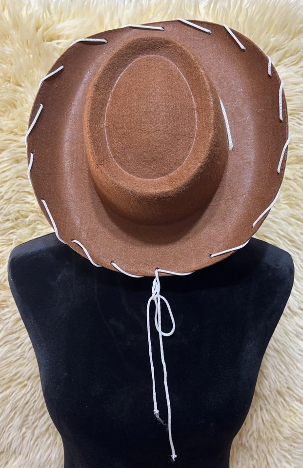 Child Brown Felt Cowboy Cowgirl Hat Western Ranch Costume VTG RETRO Look - Image 2 of 4