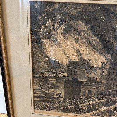 John Chaplin Chicago In Flames-The Rush For Life Over Randolph St. Bridge Framed