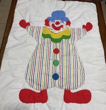VTG Clown Handmade Quilted Rainbow 🌈 Crib Quilt 40x30 Play Pad Adorable
