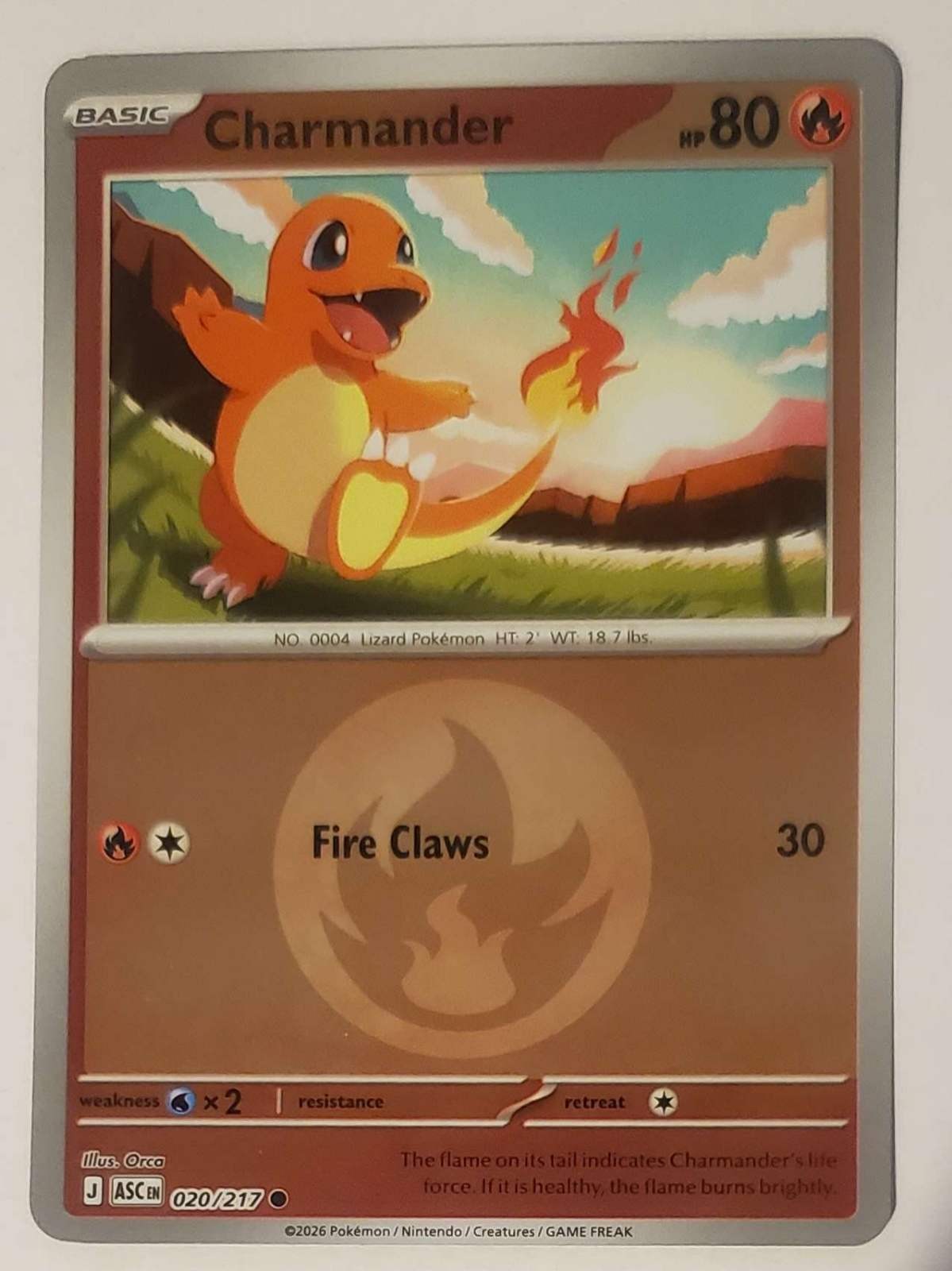 CHARMANDER (ENERGY SYMBOL PATTERN) 020/217 ASCENDED HEROES POKEMON REVERSE HOLO