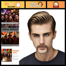 Thick Lace Human Hair Fake Beard Mustache for Halloween, Cosplay, Theater - Gr