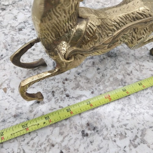 Vintage Brass Reindeer Pulling Brass Christmas Sleigh 20" Hand Crafted 1980s  - Picture 17 of 20