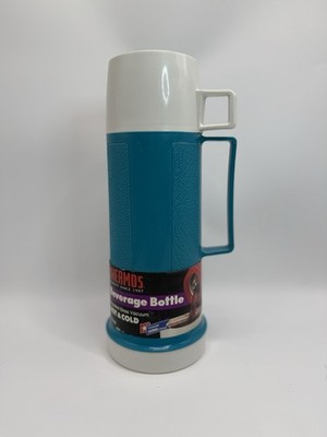 Vintage 1991 Thermos Glass Vacuum 1 Pint Blue Hot & Cold NOS